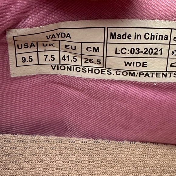 Vionic Vayda Womens Sz 9.5 Slip On Comfort Sneakers Pink White Shoes - Picture 7 of 7